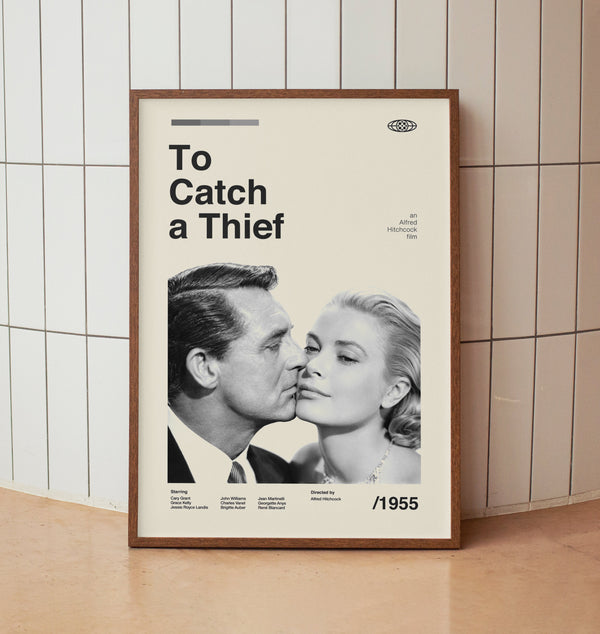 To Catch a Thief Vintage Minimalist Movie Poster - Cary Grant Grace Kelly -  Midcentury Wall Art Print