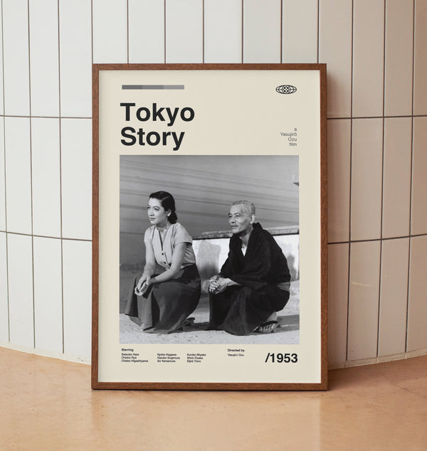 Tokyo Story Vintage Movie Poster - Yasujirō Ozu Classic Japanese Film - Minimalist Midcentury Wall Art Print 1578813881