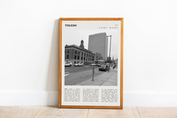 Toledo Ohio Wall Art  Poster Toledo Ohio USA Black White Poster  Poster Art Gift 1684466748