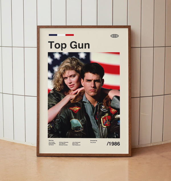 Top Gun 1986 Vintage Movie Poster - Tom Cruise - Minimalist Midcentury Wall Art Print