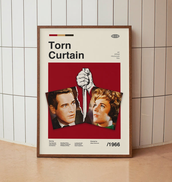 Torn Curtain Wall Art Print - Paul Newman Retro Movie Poster - Minimalist Midcentury Home Decor 1492305997