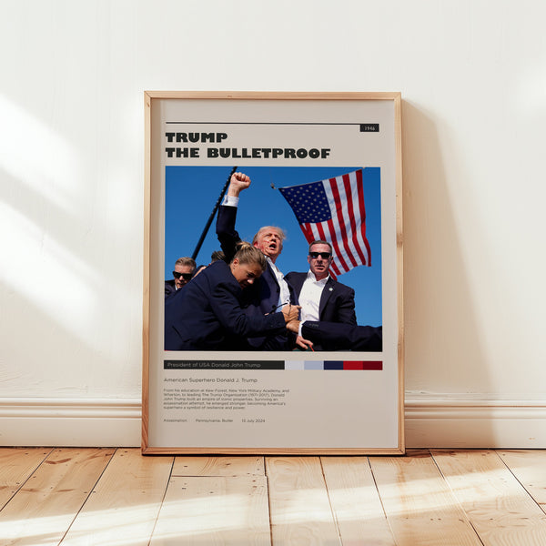 Trump The Bulletproof Poster, Iconic 2024 Photo, Donal Trump Shot Wall Art, Minimalist Wall Decor, Political Memorabilia Gift 1762320713