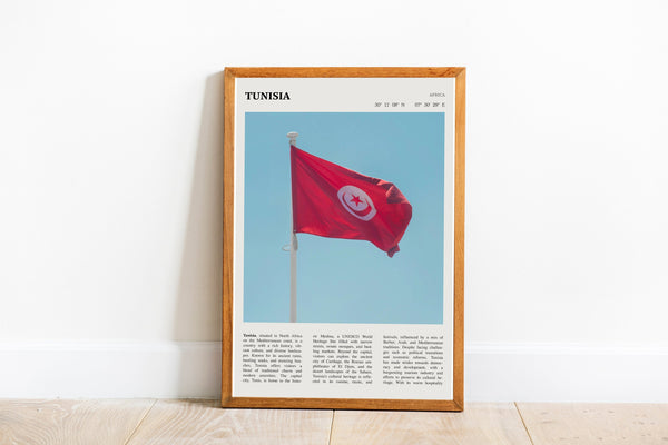 Tunisia Flag Wall Art Republic of Tunisia  Poster North Africa Black White Poster  Poster Art Gift 1690258678