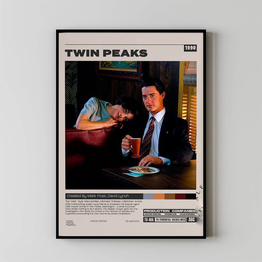 Twin Peaks Poster, Mark Frost, David Lynch,Minimalist Tv Series, Vintage Retro Art,Tv Series Poster