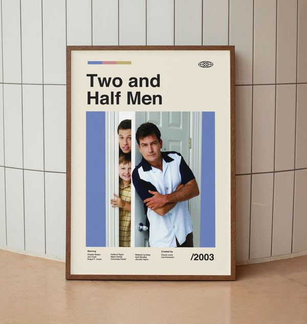 Two and Half Men Wall Art Print - Charlie Sheen Poster - American Tv Series - Midcentury Art 1400845562