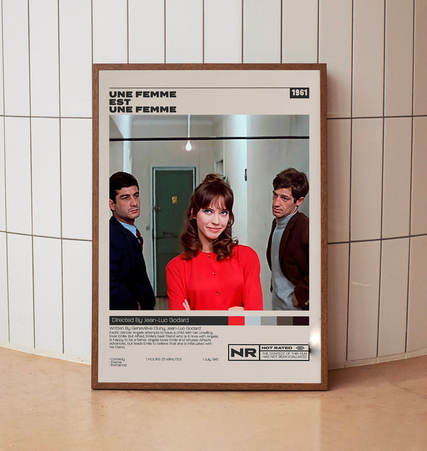 Une femme est une femme, Jean-Luc Godard, Minimalist Movie Poster, Vintage Retro ArtMovie Poster