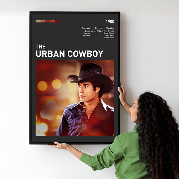 Urban Cowboy Movie Poster  Minimalist  Midcentury Poster  Wall Art Print  Retro Movie Poster 1747699241 - Copy