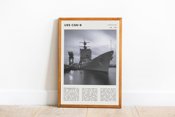 Uss Long Beach Cgn-9 Wall Art Cruiser  Poster USS Long Beach CGN-9 Black White Poster Poster Art Gift 1688392646