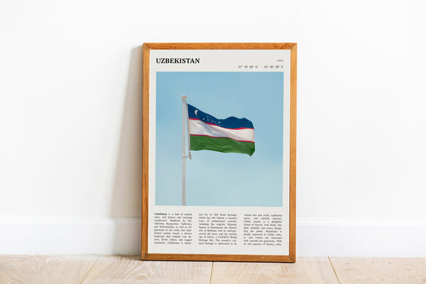 Uzbekistan Flag Print Asia Wall Art Poster Tashkent Uzbekistan Poster Poster  Poster Art Gift 1690280420
