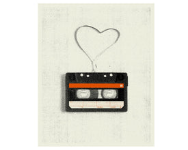 VINTAGE CASSETTE LOVE - Art Print, Poster, Heart, Music, Nursery, Boutique, Hipster, Vintage Style, Retro Home 102506358
