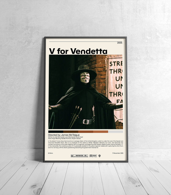 V for Vendetta Poster  James McTeigue, Minimalist Movie Poster, Vintage Retro Art Print, Custom Poster, Wall Art Print, Home Decor 1229943371