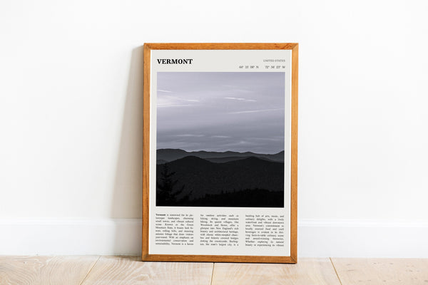 Vermont Wall Art  Poster Vermont Black White Poster  Poster Art Gift 1680864890