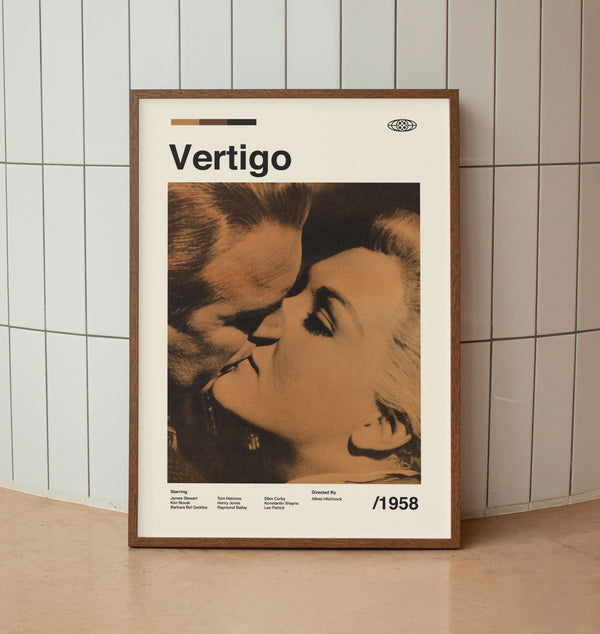 Vertigo Wall Art Print -  Alfred Hitchcock Film Poster - American Cinema- Midcentury Art 1411475455