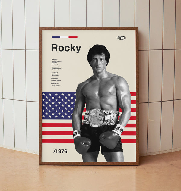 Vintage Boxing Movie Poster - Sylvester Stallone - Minimalist Midcentury Wall Art Print