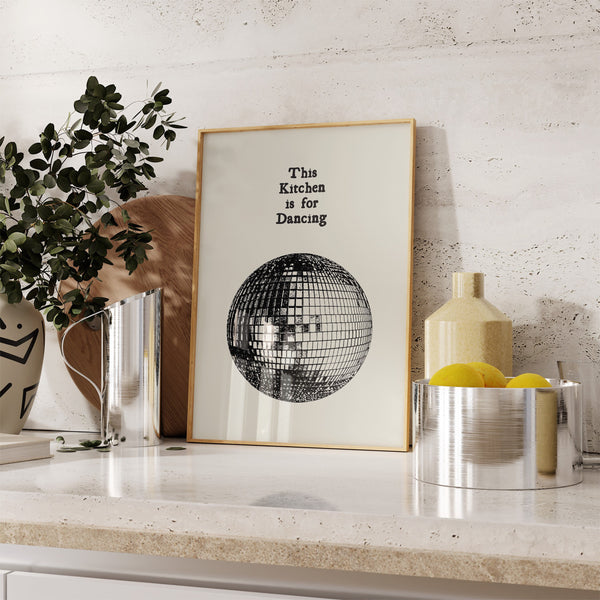 Vintage Kitchen Decor Aesthetic Kitchen Wall Art Print Minimalist Disco Ball Print Retro Dancing Poster  Wall Art 1 Print 1498227232
