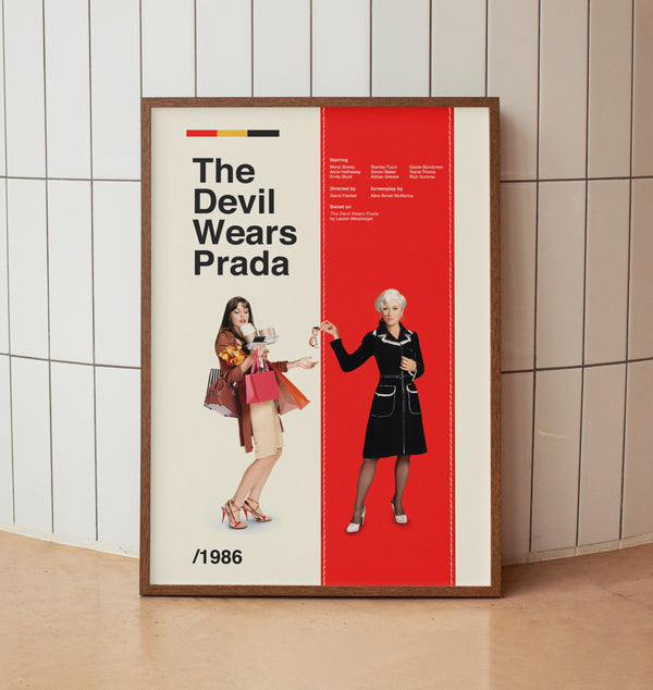 Vintage Minimalist Movie Poster - Meryl Streep Anne Hathaway - Midcentury Wall Art Print 1566422483