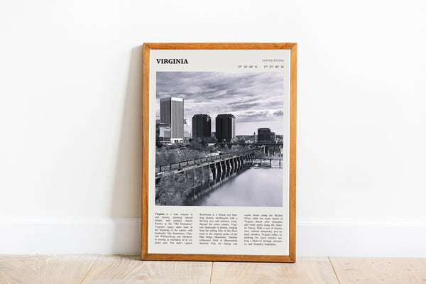 Virginia Wall Art  Poster Virginia Black White Poster  Poster Art Gift 1680862516