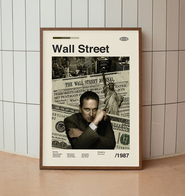 Wall St 1987 Gordon Gekko Wall Art Print - Michael Douglas Charlie Sheen Film Poster - Midcentury Art 1403010384