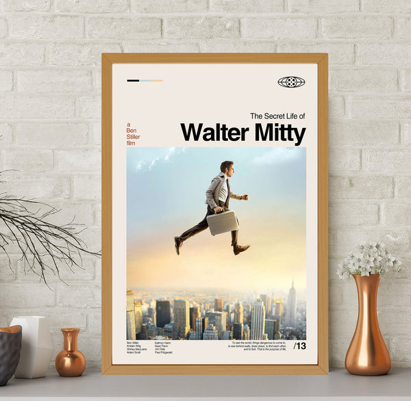 Walter Mitty Movie Poster, Walter Mitty Print, Retro Music Poster, Minimalist Art, Midcentury Art, Retro Modern Poster, Vintage Poster