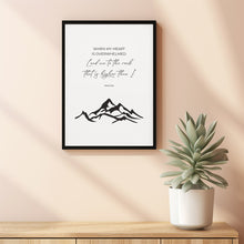 When My Heart is Overwhelmed Psalm 612 KJV, Boho Scripture Poster Mountain Landscape Line Art, Christian Bible Verse Poster