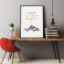 When My Heart is Overwhelmed Psalm 612 KJV, Boho Scripture Poster Mountain Landscape Line Art, Christian Bible Verse Poster