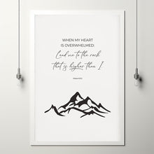 When My Heart is Overwhelmed Psalm 612 KJV, Boho Scripture Poster Mountain Landscape Line Art, Christian Bible Verse Poster