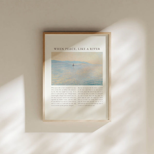 When Peace Like a River Print, Hymn Wall Art, Christian Wall Art, Poster Christian Worship Song Lyrics, Christian Hymn Art 1629591497