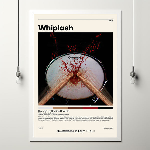 Whiplash  Damien Chazelle  Minimalist Movie Poster  Vintage Retro Art Print  Custom Poster  Wall Art Print  Home decor