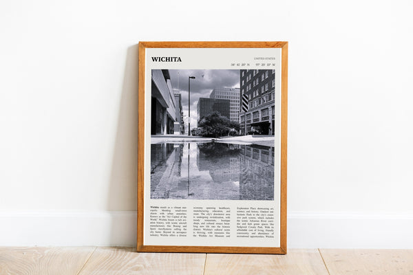 Wichita Kansas Wall Art  Poster Wichita Kansas Black White Poster  Poster Art Gift 1680120132
