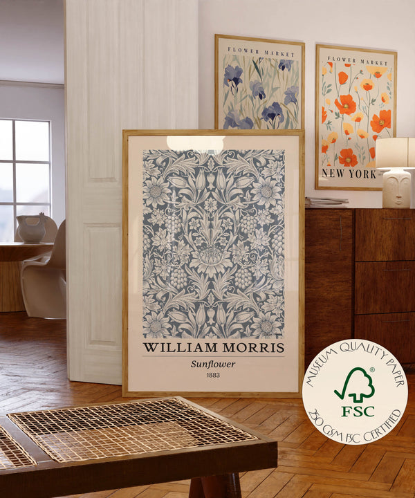 William Morris Poster Flower Print Sunflower Botanical Wall Art Original 1883 PRINTED on Luxury Paper