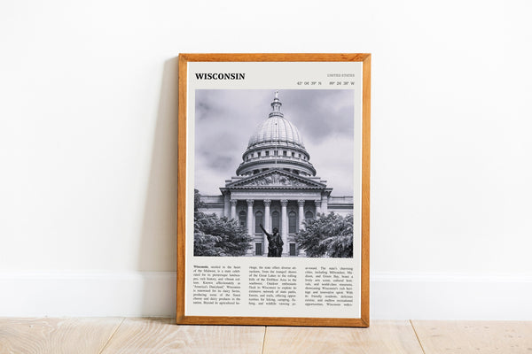 Wisconsin Wall Art  Poster Wisconsin Black White Poster  Poster Art Gift 1695036693