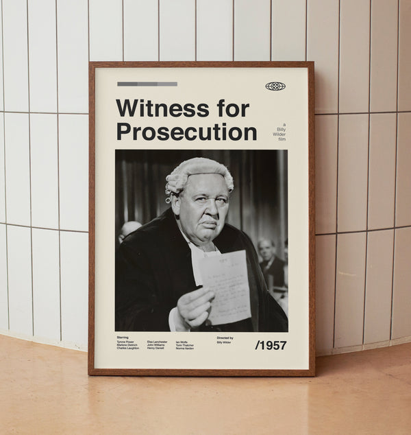 Witness for Prosecution Vintage Movie Poster - Billy Wilder - Minimalist Midcentury Wall Art Print