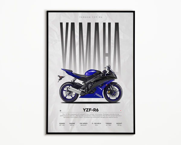 Yamaha YZF-R6 Poster    Hyper Motorcycle Poster  Super Motorcycle Print  Art Print  Poster  Home Decor  Wall Decor 1637451387