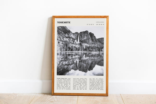 Yosemite National Park Wall Art  Poster Yosemite National Park Black White Poster  Poster Art Gift 1685668448