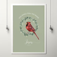 You Shall Call His Name Jesus Christian Christmas Poster Wall Art, Matthew 121 Winter Bible Verse Poster, Religious Holiday Decor