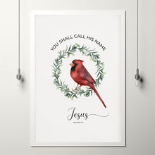 You Shall Call His Name Jesus Christian Christmas Wall Art Poster, Matthew 121 Winter Scripture Poster, Religious Holiday Art