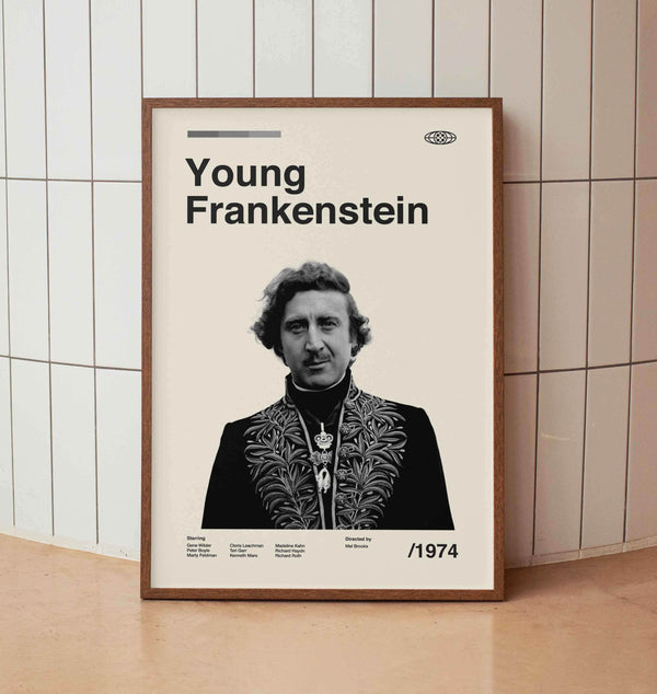 Young Frankenstein  Vintage Movie Poster - Mel Brooks Gene Wilder- Minimalist Midcentury Wall Art Print 1