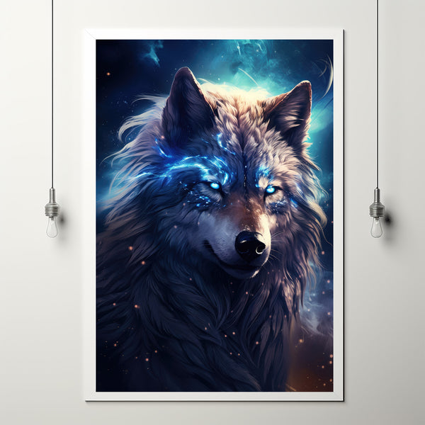 Mystical Wolf Art Poster - Enchanting Spiritual Wolf Wall Decor, Fantasy Home Decor, Majestic Animal Artwork, Ethereal Wolf Print