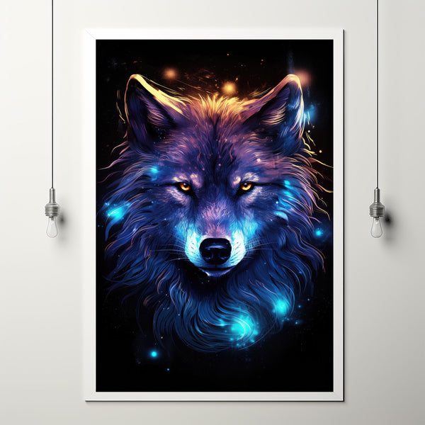 Mystical Wolf Art Poster - Enchanting Spiritual Wolf Wall Decor, Fantasy Home Decor