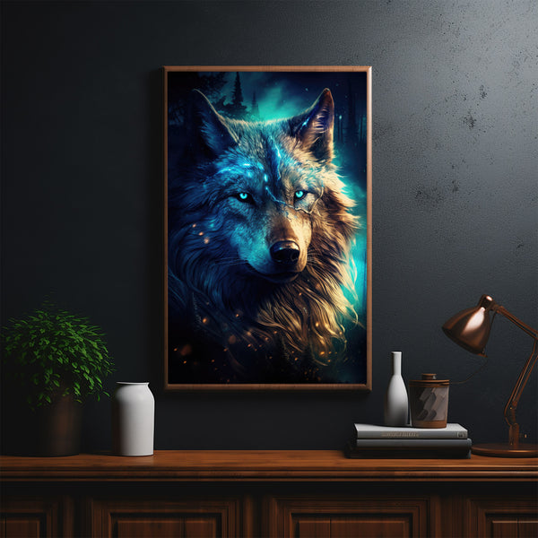 Mystical Wolf Art Poster - Enchanting Spiritual Wolf Wall Decor, Fantasy Home Decor