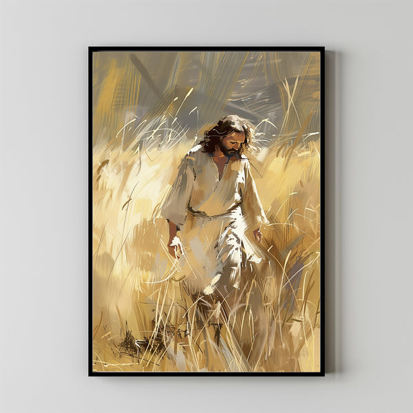 Follow Me Wall Art Print, Jesus Walking On The Path Watercolor, He Is Risen Saviour, Christian Art Gift