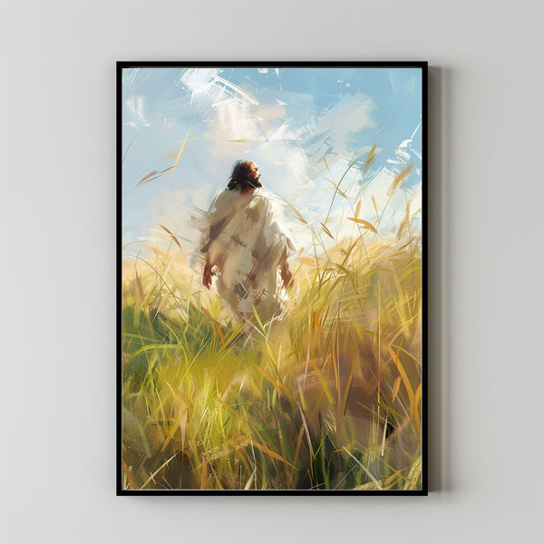 Jesus walking through wheat fields Harvest Time Jesus Christ Artwork Painting Water Color Christian LDS Art Journey with Jesu