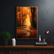 Autumnal Bliss Canvas Print - Artistic Forest Scene Wall Art, Fall Colors Nature Decor, Rustic Woodland Landscape, Tranquil Home Artwork