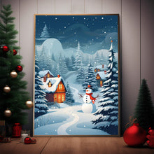 Snowman and Christmas Tree Poster - Classic Xmas Decor | Vintage Holiday Art Print | Ideal Christmas Gift