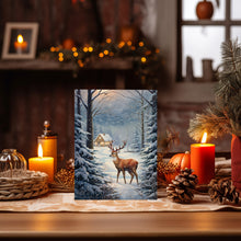 Reindeer in Magical Forest Poster - Enchanting Spiritual Art Print for Mystical Decor