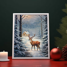 Reindeer in Magical Forest Poster - Enchanting Spiritual Art Print for Mystical Decor