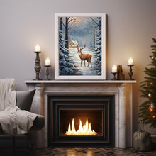 Reindeer in Magical Forest Poster - Enchanting Spiritual Art Print for Mystical Decor