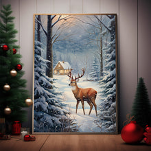 Reindeer in Magical Forest Poster - Enchanting Spiritual Art Print for Mystical Decor