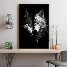 Wolf Poster - Striking Black and White Watercolor Painting | Modern Minimalist Wall Art for Bedroom and Living Room Decor