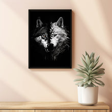 Wolf Poster - Striking Black and White Watercolor Painting | Modern Minimalist Wall Art for Bedroom and Living Room Decor